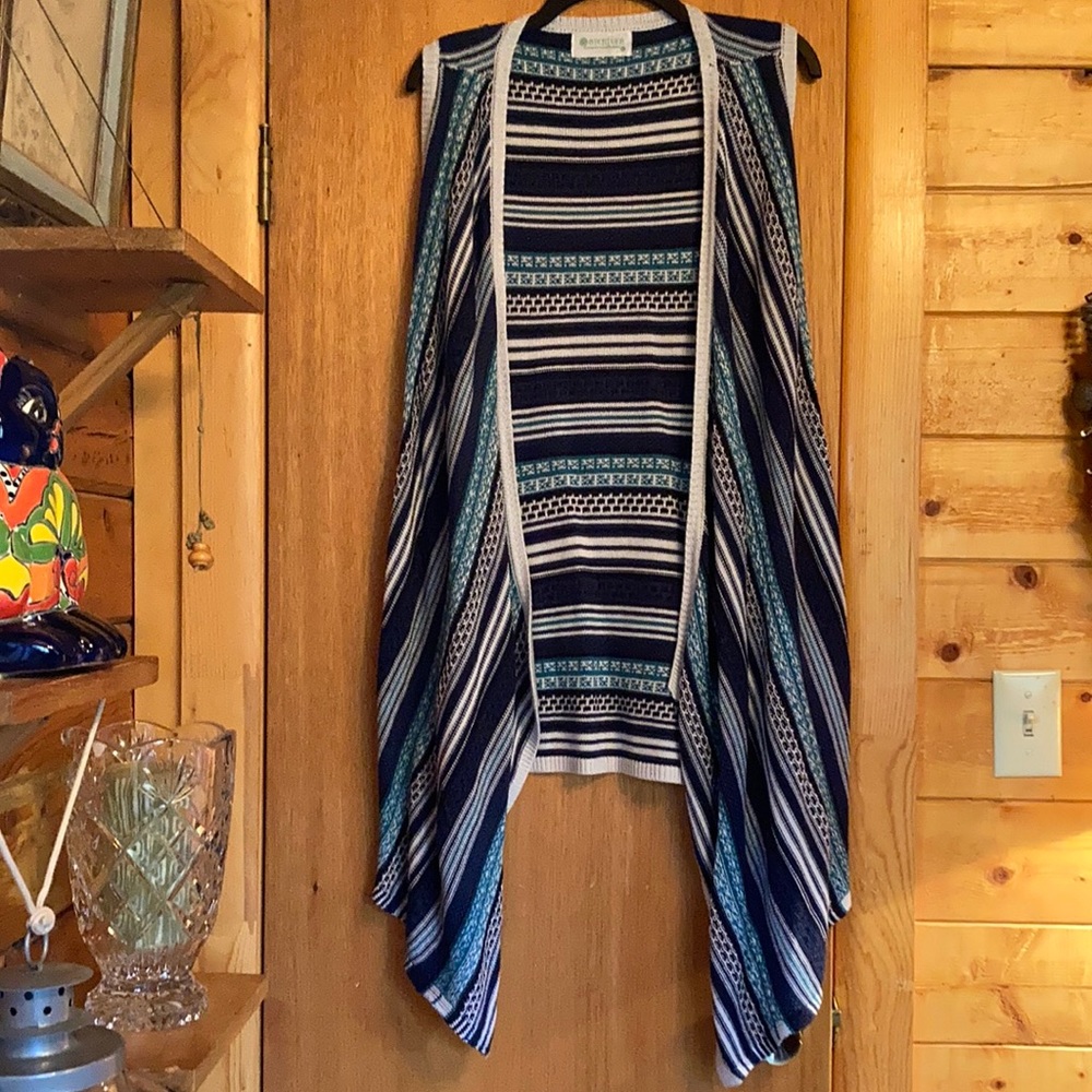Aventura New Knit Vest Size L Blue & White